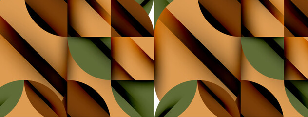 Aufkleber - Circle, square and flower petal geometric background. Round shapes composition for wallpaper, banner, background or landing