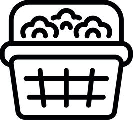Aufkleber - Laundry basket full of clothes, laundry service line icon, suitable for web, apps and print
