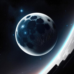 Wall Mural - stunning view of a moon with craters and stars in the background from space