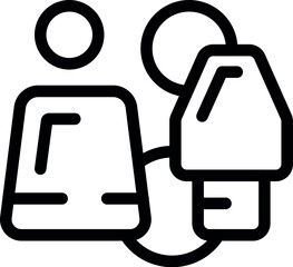 Sticker - Line art icon of a patient receiving a blood transfusion connected to an iv drip