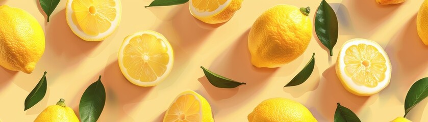 Canvas Print - summer yellow lemon seamless pattern