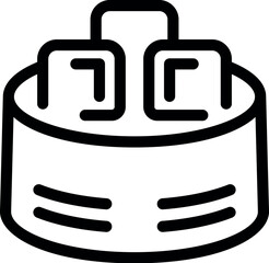 Poster - Line icon of a round database with three data blocks being processed