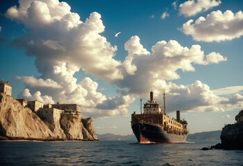 Wall Mural - ship in the sea