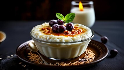 Wall Mural -  Delicious dessert with berries and nuts perfect for a cozy evening