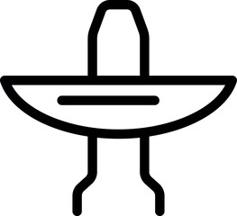 Sticker - Simple and minimal line icon of a classic mexican sombrero hat standing on two legs, representing mexican culture and traditions