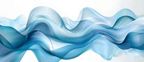 Wall Mural - Abstract motion of smooth color wave ,Curved lines of the rainbow ,Blue and green wave design element on white background ,Transparent lines abstract wave shape