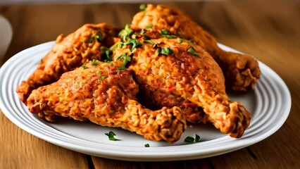 Canvas Print -  Deliciously crispy fried chicken wings ready to be savored