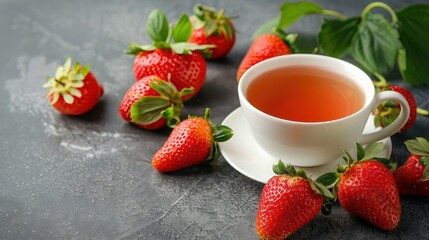 Wall Mural - Tea and strawberries