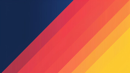 Wall Mural - Dark navy blue, bright scarlet red, & light lemon yellow gradient background. PowerPoint and Business background