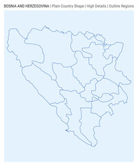 Naklejka na meble Bosnia plain country map. High Details. Outline Regions style. Shape of Bosnia. Vector illustration.
