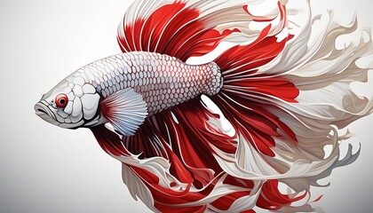 Sleek silhouette: white and red Betta Fish