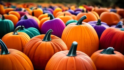 Wall Mural -  Vibrant pumpkins in a festive display