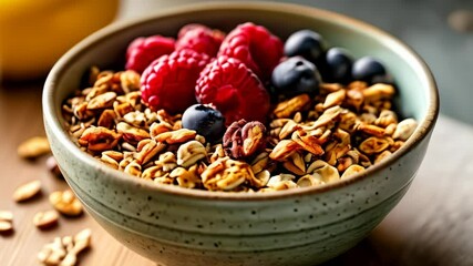 Poster -  Healthy start to the day with a nutritious bowl of granola and berries