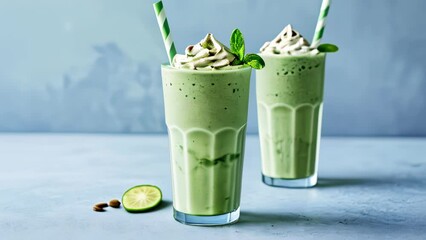 Canvas Print -  Refreshing green smoothies perfect for a healthy summer treat