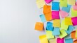 © olga_demina - Scattered colorful sticky notes on white background with ample space for text. Ideal for business planning, office strategy, or creative brainstorming concepts