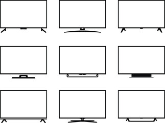 Wall Mural - TV icons vector set. TV screens on a white background. Isolated modern smart tv silhouettes