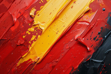 Poster - Energetic dashes of red and yellow paint, creating a striking contrast on the canvas,