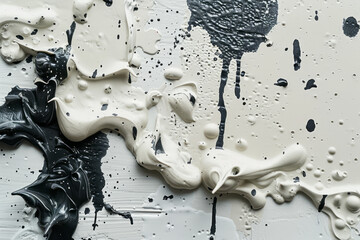 Poster - Minimalist paint splatters on a white canvas, showcasing the beauty of simplicity,