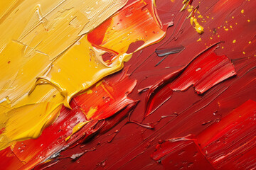 Poster - Energetic dashes of red and yellow paint, creating a striking contrast on the canvas,