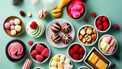 Wall Mural -  A delightful assortment of sweet treats and fresh fruits