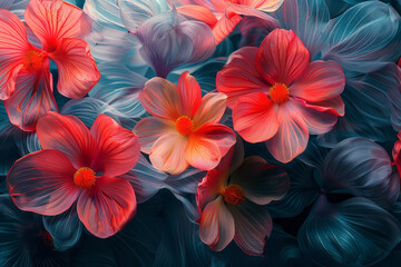 Poster - Abstract floral patterns created with playful, colorful brushstrokes,
