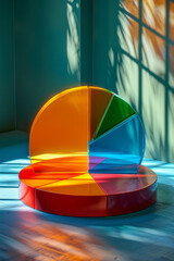 Poster - A 3D pie chart with shadow effects and gradient colors, set against a subtle gradient backdrop,