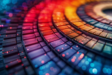Poster - A creative radial bar chart with vibrant colors and a central data point,