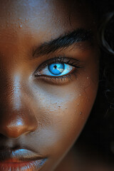 Leinwandbilder - Close-up of a person with one blue eye and one brown eye, highlighting the vibrant contrast,