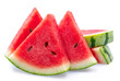 © volff - Watermelon triangle slices isolated on white background. Clipping path.