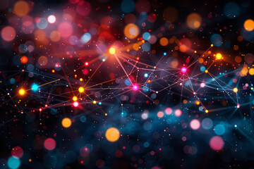 Leinwandbilder - Abstract representation of AI algorithms sorting and categorizing large datasets, with colorful data points and lines,