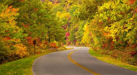 Wall Mural - The Blue Ridge parkway winding through North Carolina in the autumn season.