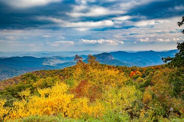 Wall Mural - View from the Blue Ridge Parkway in North Carolina in the autumn season with the trees showing peak fall color.