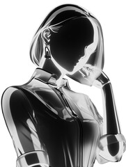 Wall Mural - Female virtual assistant isolated. Futuristic woman avatar.