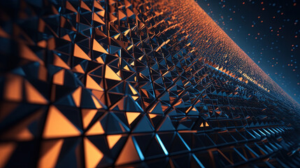 Poster - Abstract background with structure of neon triangles and technology style.