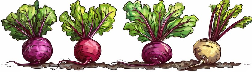 Sticker - Vector beetroot organic vegetable sketch