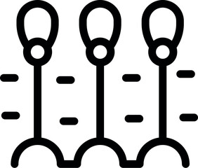 Poster - Simple black and white icon of three toggle switches changing settings with moving dashes