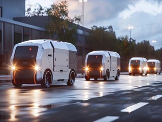 Poster - a logistics team developing a fleet of autonomous delivery vehicles for urban logistics. quality, hi