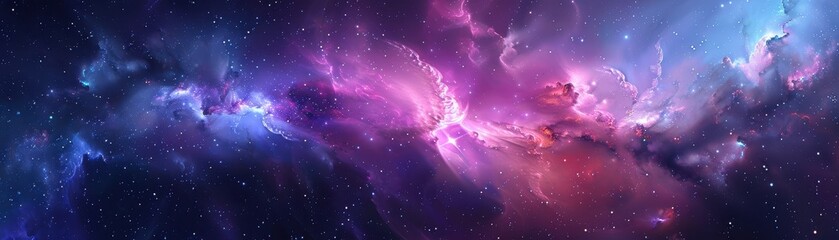 Wall Mural - Vibrant cosmic nebula with swirling purple and blue hues 