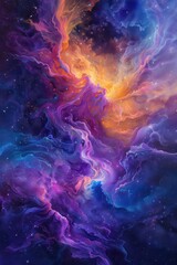 Wall Mural - Vibrant cosmic nebula with swirling purple and blue hues 