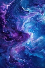 Wall Mural - Vibrant cosmic nebula with swirling purple and blue hues 
