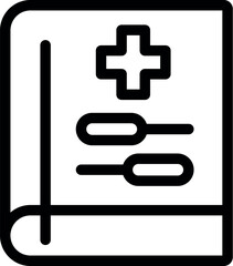 Poster - Line art icon of a medical history record book representing patient information and healthcare data