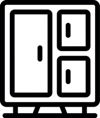 Poster - Black outline icon of a big wardrobe with drawers standing on legs