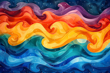 Fantasy rainbow watercolor pattern