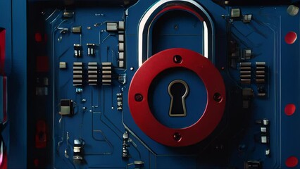 Poster - A glowing padlock amidst digital binary code, representing strong cybersecurity measures and data protection