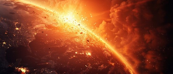 Wall Mural - Vivid cosmic disaster scene