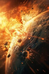 Wall Mural - Vivid cosmic disaster scene