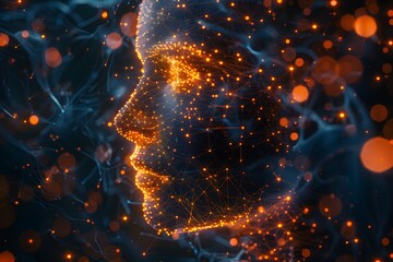 Poster - Digital Human Face Composed of Glowing Network Nodes