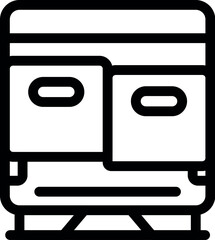Poster - Simple black and white line art icon representing two empty seats facing forward inside a public transit vehicle
