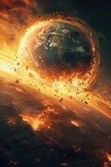 Wall Mural - Vivid cosmic disaster scene