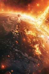 Wall Mural - Vivid cosmic disaster scene